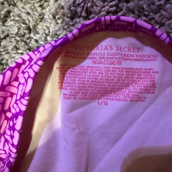 NEW Victoria’s Secret PINK Pattern Bikini Bathing Suit Bottom L Large With Liner - Picture 5 of 7